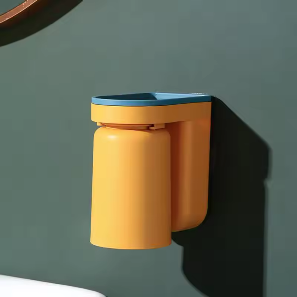 Zelfklevende Tandenborstelhouder met Magnetische Beker – Hygiënische en Ruimtebesparende Badkameroplossing-Bathroom organizer-DeWoonVallei-Geel-DeWoonVallei