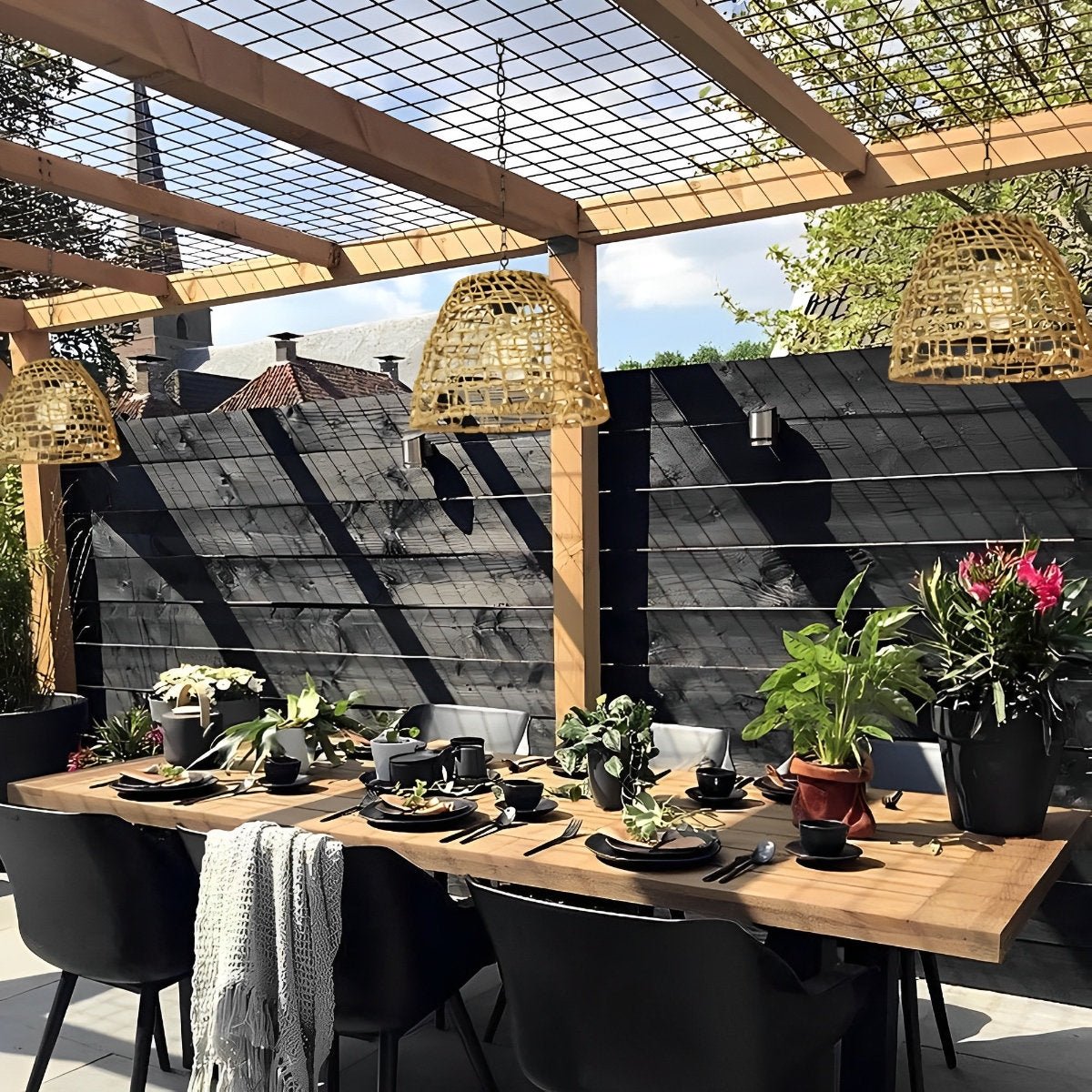 Zonne-Rotan Hanglantaarn – Waterdichte Bell Hanglamp met Warm LED Licht voor Sfeervolle Buitenruimtes-Ceiling Lamp-DeWoonVallei-DeWoonVallei