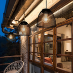 Zonne energie Belvormige Rieten Hanglamp Buiten Rustieke Warme Sfeer-Hanging Lamp-DeWoonVallei-DeWoonVallei