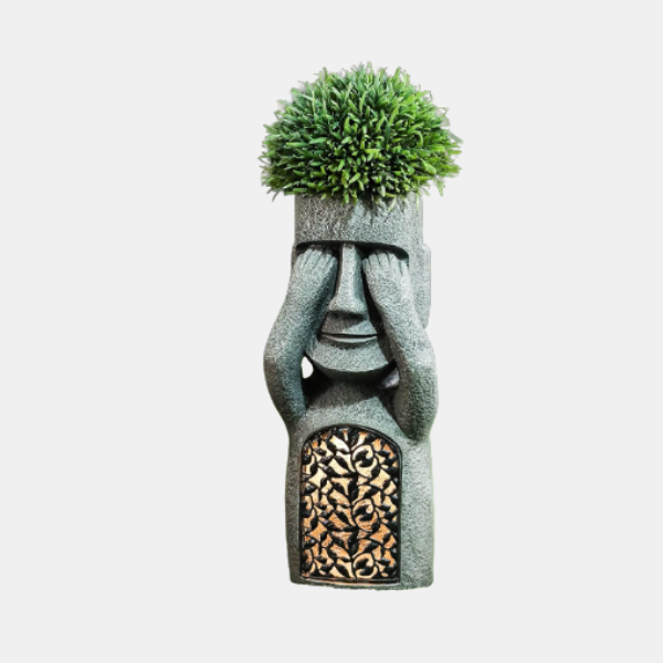 Zonnelamp Bloempot met Gezicht en LED-licht voor Artistieke Tuindecoratie-Garden Light-DeWoonVallei-zien-DeWoonVallei