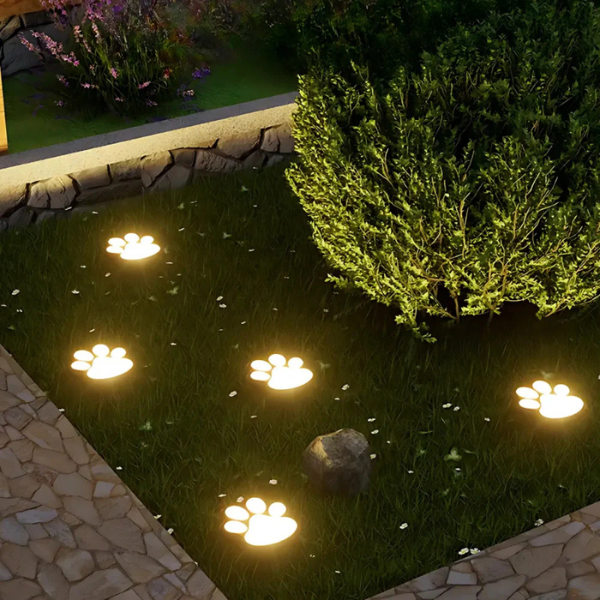 Zonnepaneel Paw Print Tuinlamp voor Warme & Speelse Buitenverlichting-Landscape Pathway Lighting-DeWoonVallei-DeWoonVallei