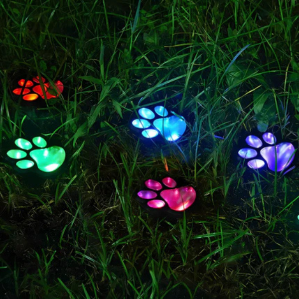 Zonnepaneel Paw Print Tuinlamp voor Warme & Speelse Buitenverlichting-Landscape Pathway Lighting-DeWoonVallei-DeWoonVallei