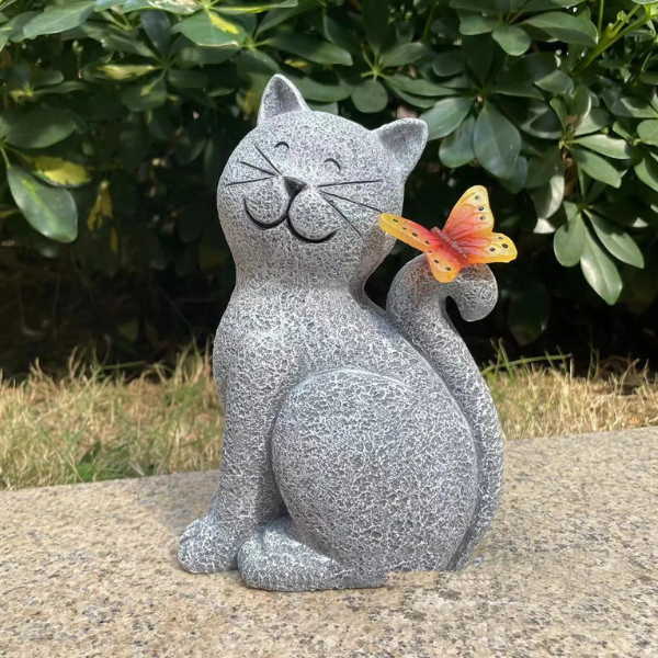 Zonnige Tuinkat Lamp Sprookjesachtige Gloed voor Charmante Buitendecoratie-Garden Sculpture-DeWoonVallei-DeWoonVallei
