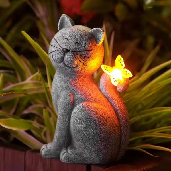 Zonnige Tuinkat Lamp Sprookjesachtige Gloed voor Charmante Buitendecoratie-Garden Sculpture-DeWoonVallei-DeWoonVallei