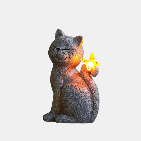 Zonnige Tuinkat Lamp Sprookjesachtige Gloed voor Charmante Buitendecoratie-Garden Sculpture-DeWoonVallei-DeWoonVallei