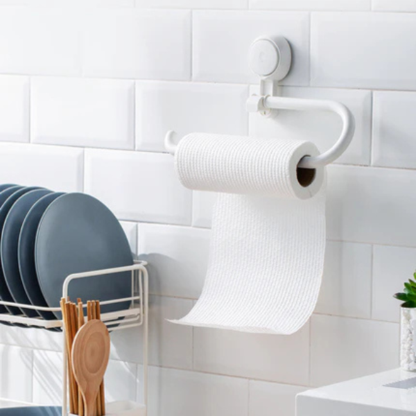 Zuignap RVS Toiletrolhouder met Houtlook Roestvrij & Gemakkelijk te Installeren-Bathroom-DeWoonVallei-Wit-Keukenrolhouder-DeWoonVallei