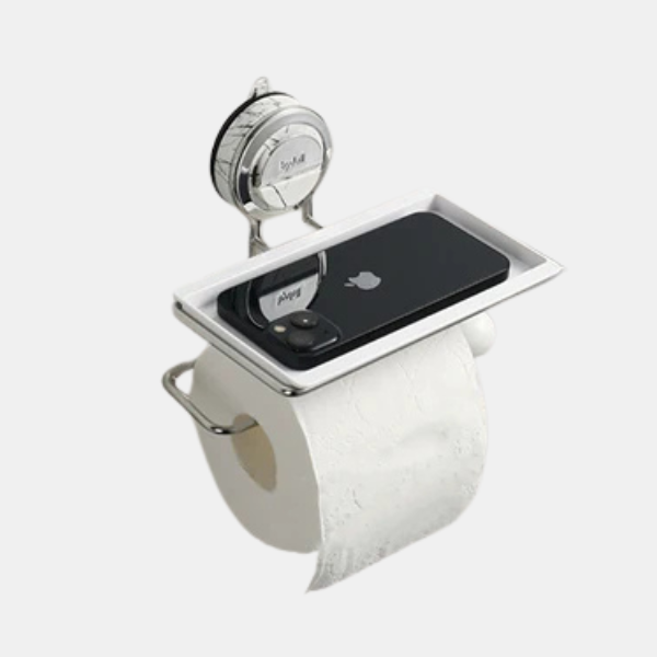 Zuignap RVS Toiletrolhouder met Houtlook Roestvrij & Gemakkelijk te Installeren-Bathroom-DeWoonVallei-Wit-Toiletrolhouder-DeWoonVallei