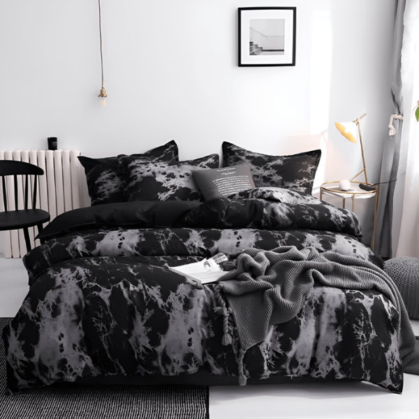 Zwart Marmer Beddengoedset Moderne Microvezel Stijl voor Stijlvolle Comfortabele Slaapkamers-Duvet Cover-DeWoonVallei-DeWoonVallei