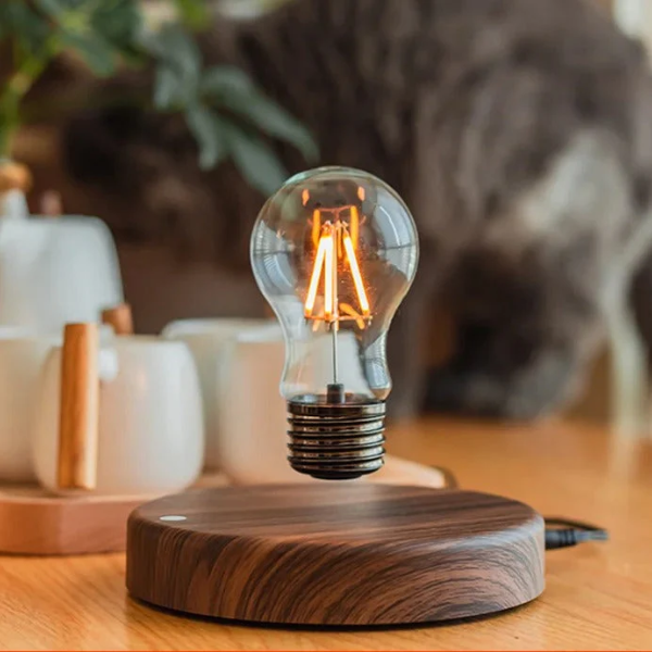 Zwevende Tafellamp met Houten Basis Drijvend Design & Sfeerverlichting-Desk Lamps-DeWoonVallei-DeWoonVallei